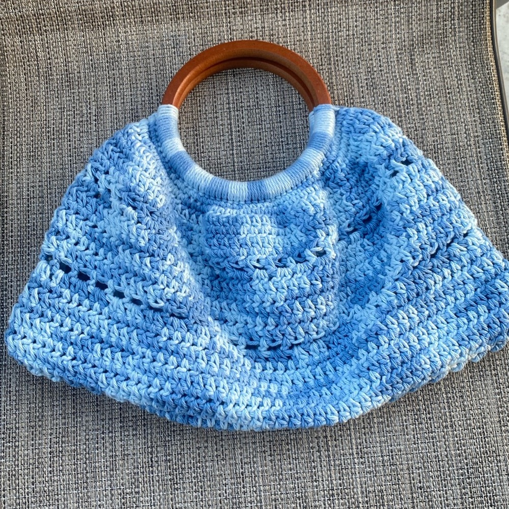 Croché hand bags 15 x 8  blue, white